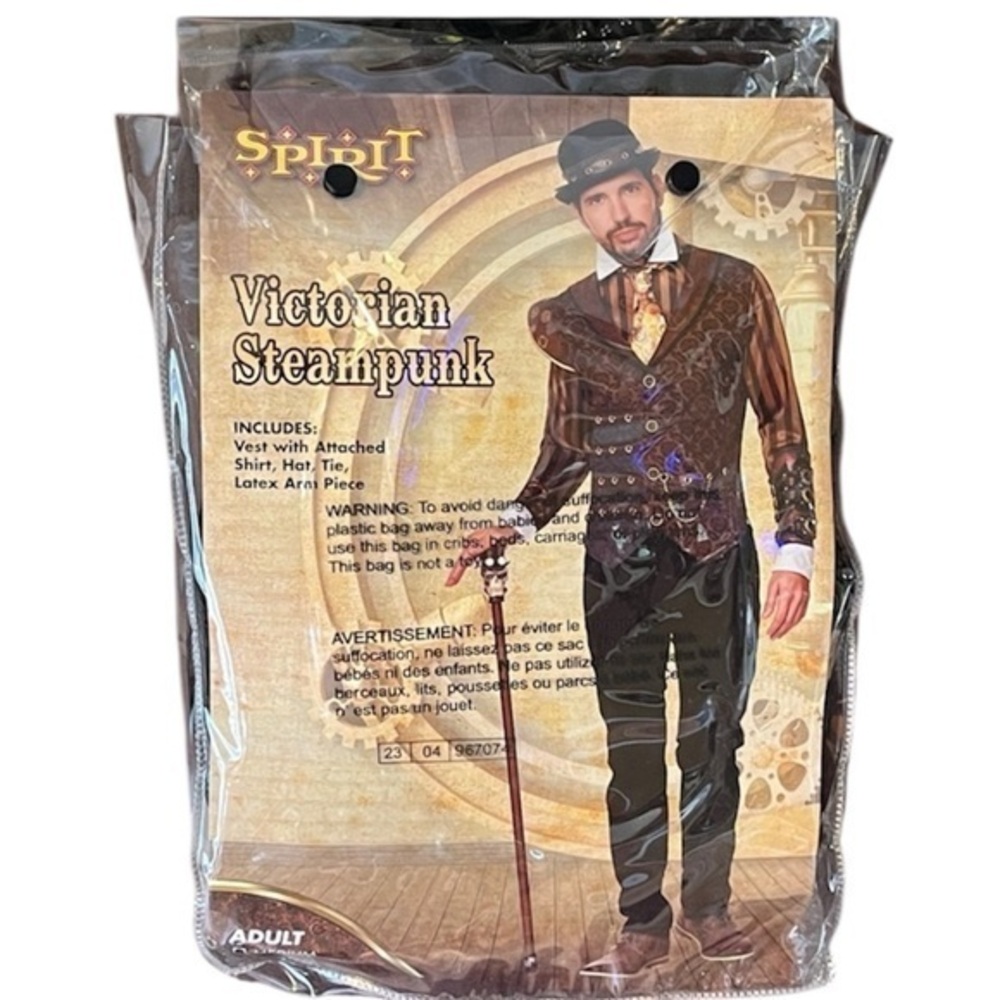 Spirit Victorian Steampunk Outfit with Brown Cane, Adult size medium